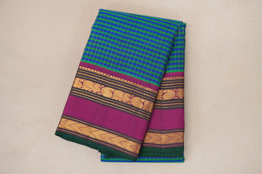 Multi Color Vintage Kanjivaram Silk Saree folded 