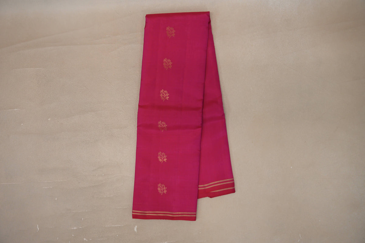 Online Bright Pink Light Weight Kanjivaram Silk Saree