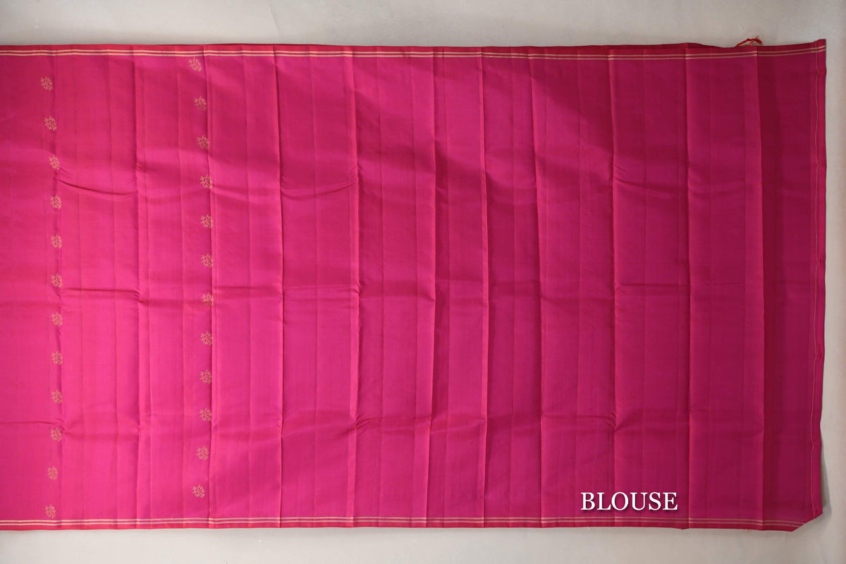 Bright Pink Light Weight Kanjivaram Silk Saree blouse