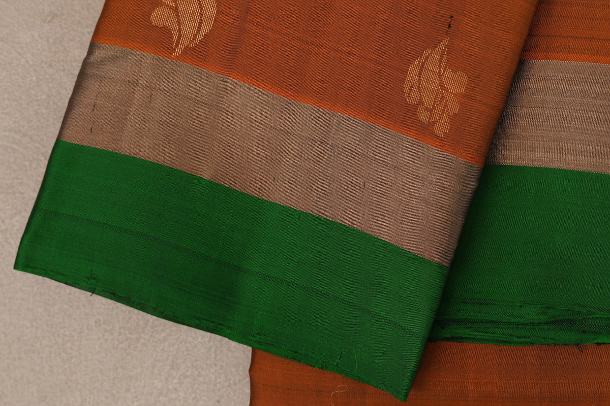 Burnt Orange Light Weight Kanjivaram Silk Saree border
