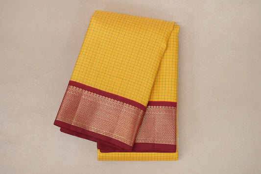 folded yellow Vintage Kanjivaram Silk Saree