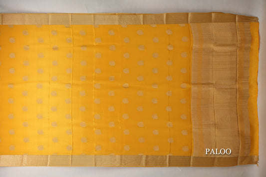 Mango Yellow Mysore Silk Saree paloo