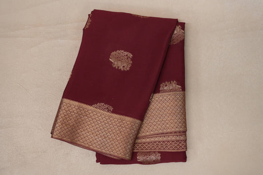 Deep Maroon Mysore Silk Saree