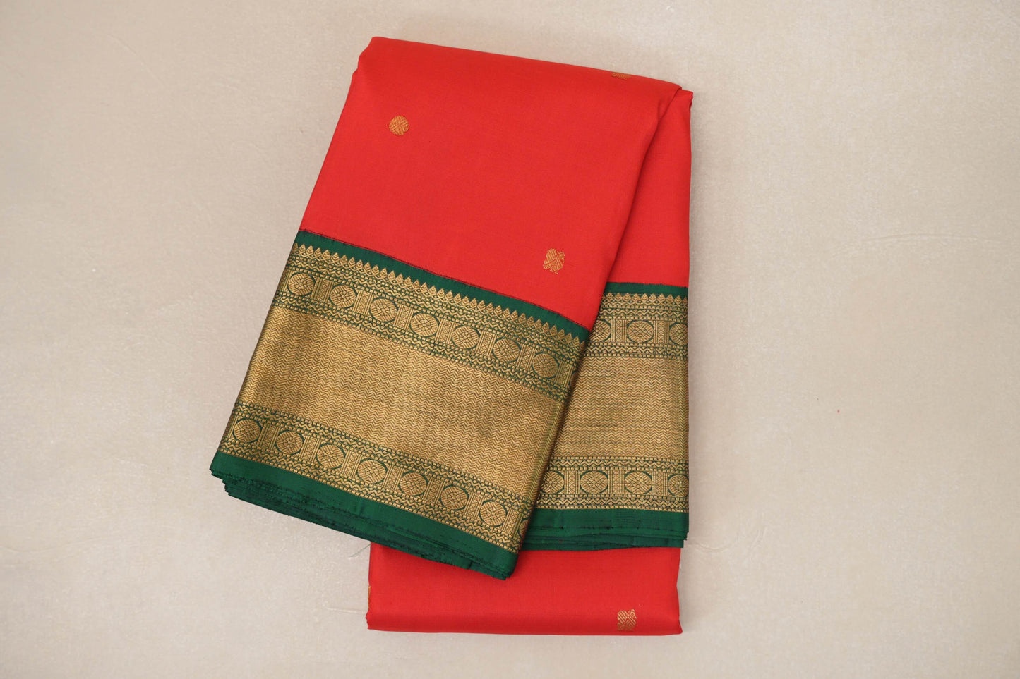 Red Vintage Kanjivaram Silk Saree folded 