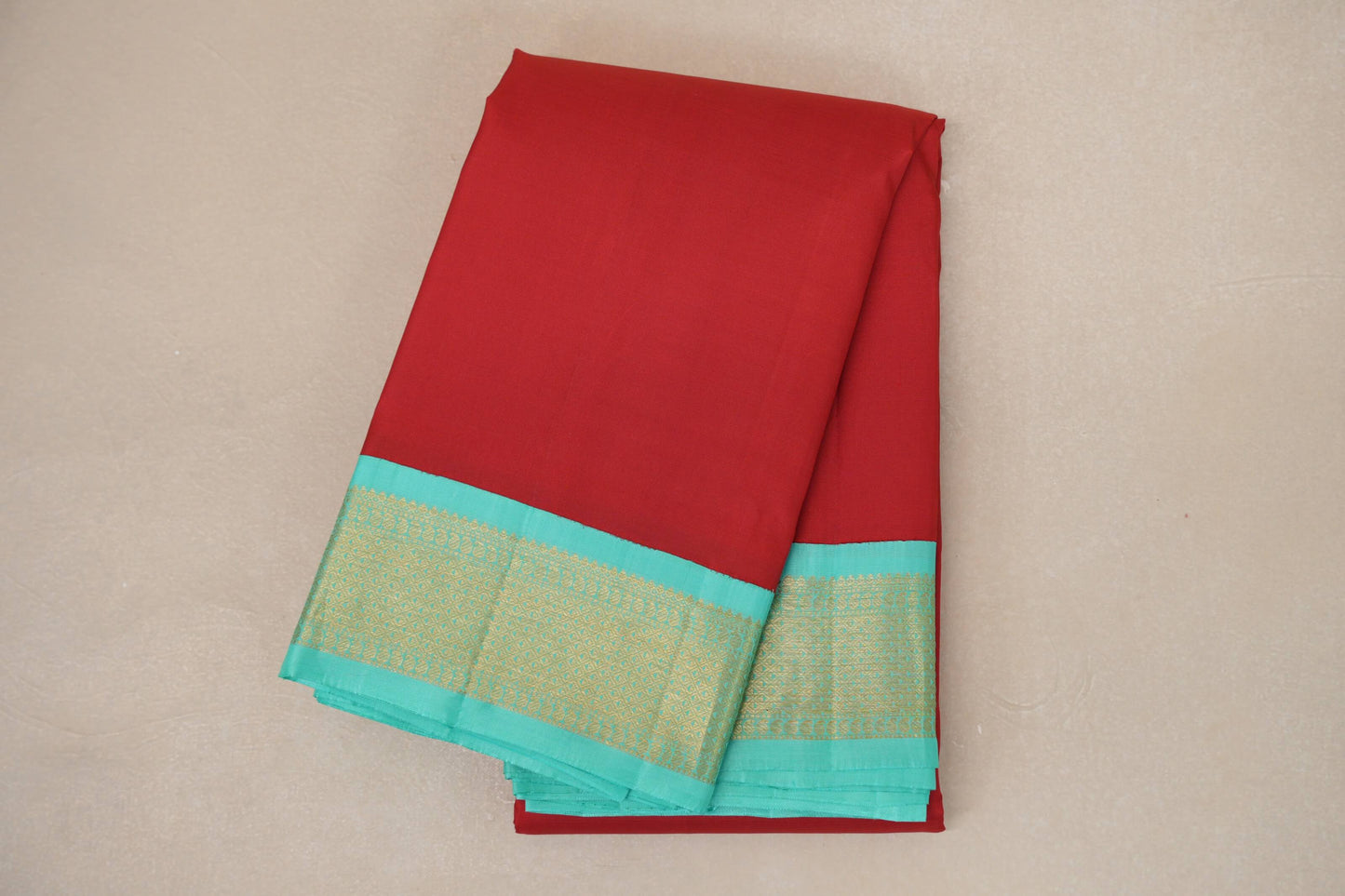 Red Vintage Kanjivaram Silk Saree folded