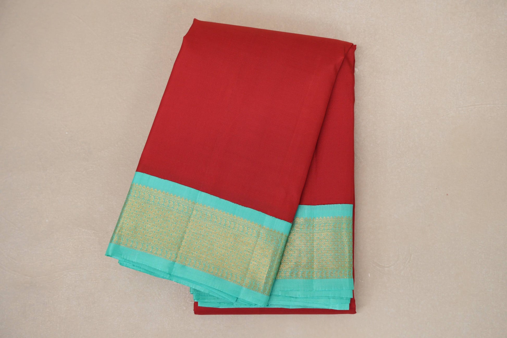 Red Vintage Kanjivaram Silk Saree folded