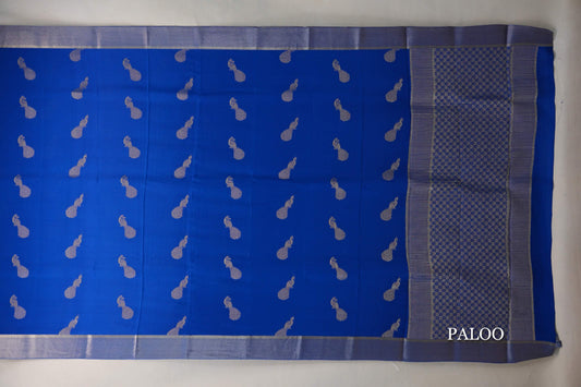 Classic Blue Mysore Silk Saree paloo