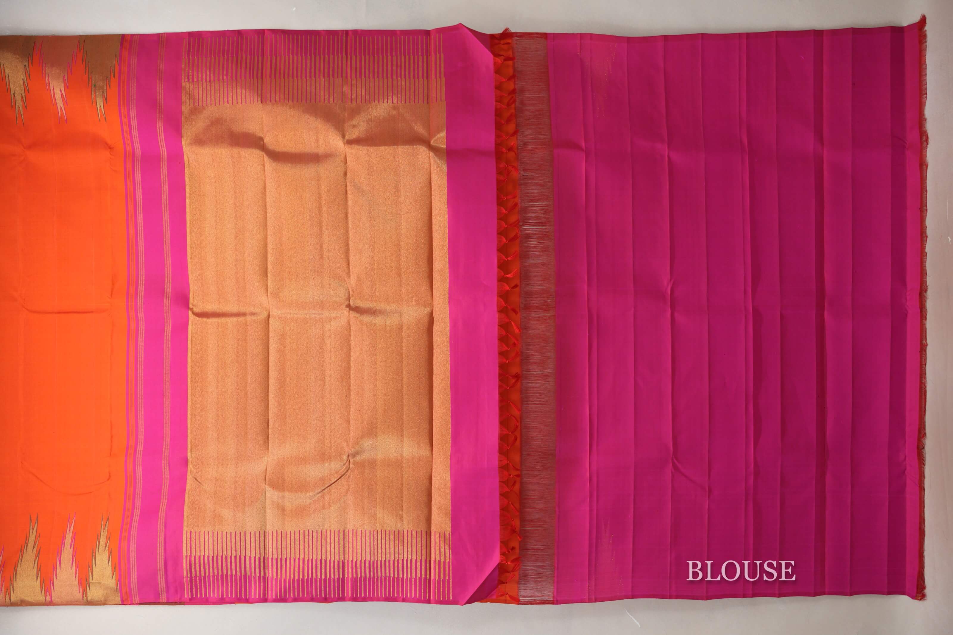 Orange Vintage Kanjivaram Silk Saree blouse