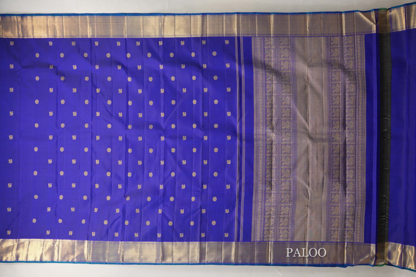 Ink Blue Heirloom Kanjivaram Silk Saree paloo