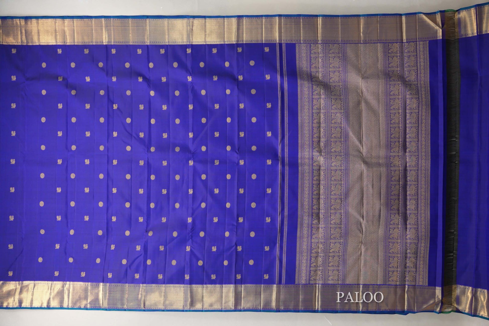 Ink Blue Heirloom Kanjivaram Silk Saree paloo