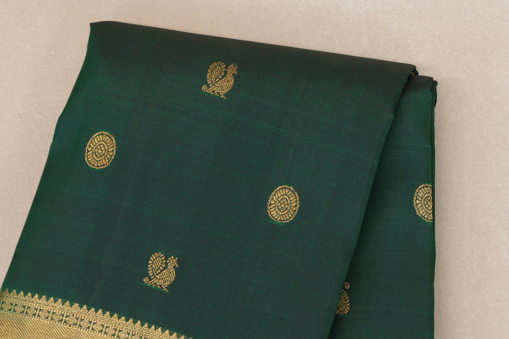 Bottle Green Heirloom Kanjivaram Silk Saree  body zoom