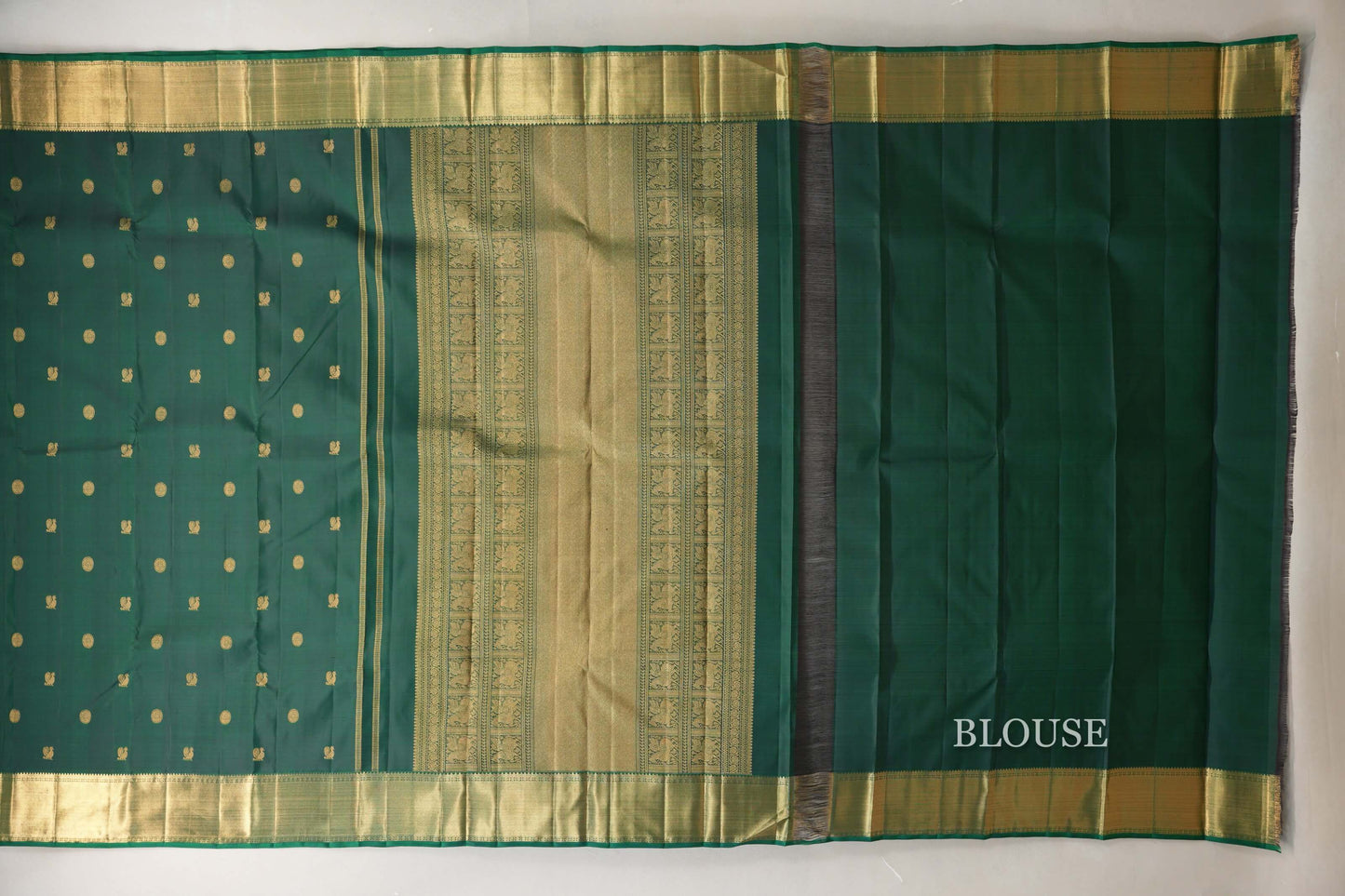 Bottle Green Heirloom Kanjivaram Silk Saree blouse