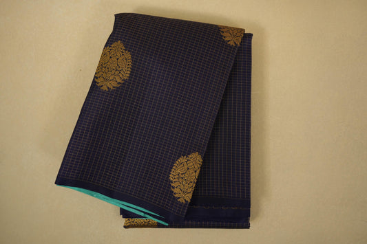 Navy blue vintage kanjivaram silk saree