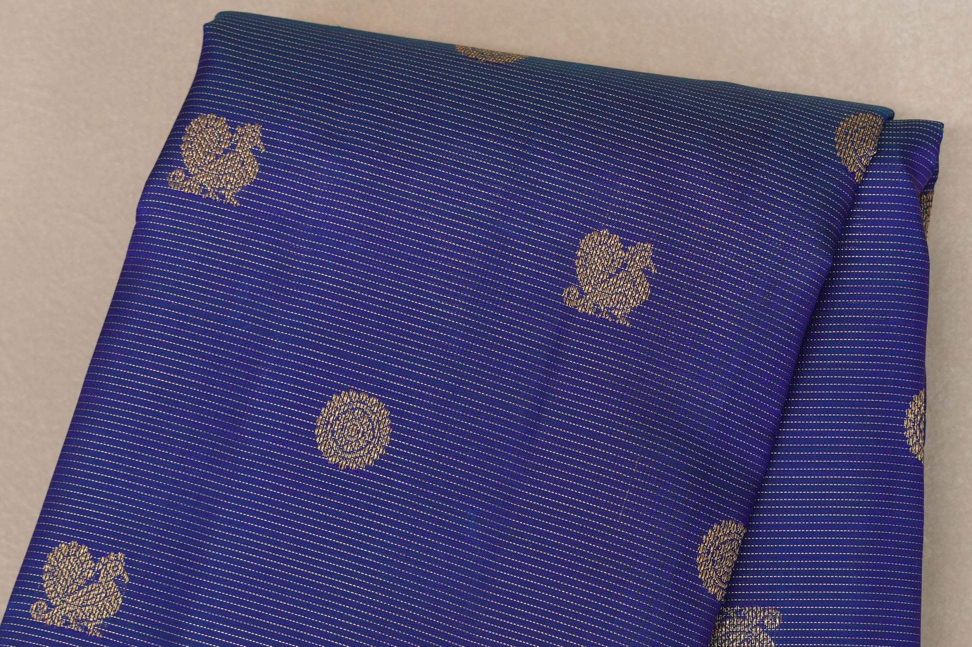 Peacock Blue Heirloom Kanjivaram Silk Saree body zoom