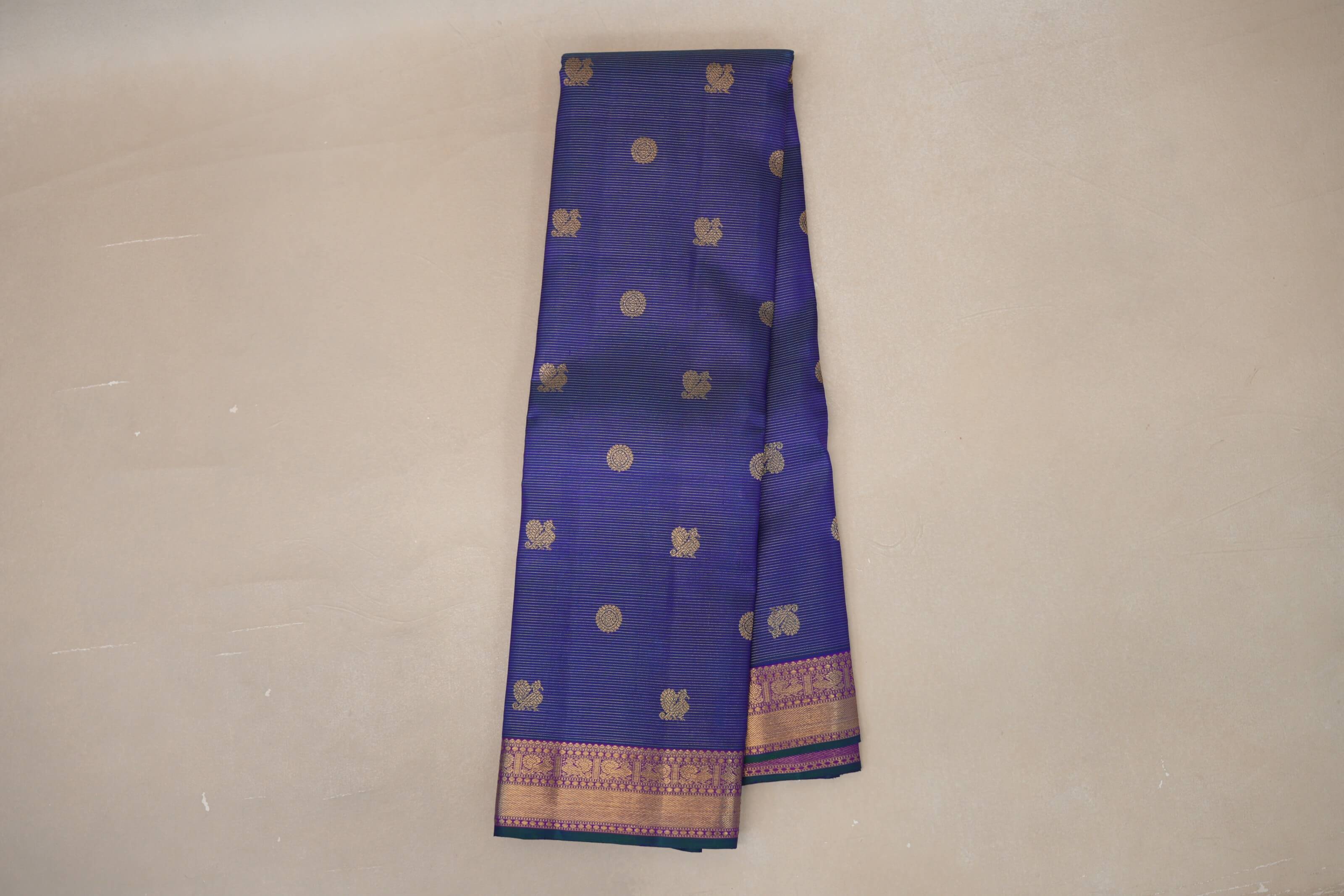 Peacock Blue Heirloom Kanjivaram Silk Saree online