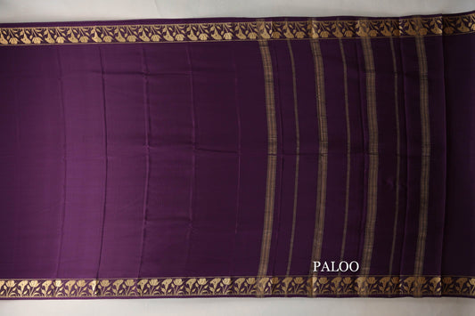 Deep Purple Mysore Silk Saree paloo