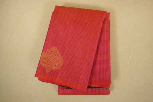 Pinkish orange vintage kanjivaram silk saree