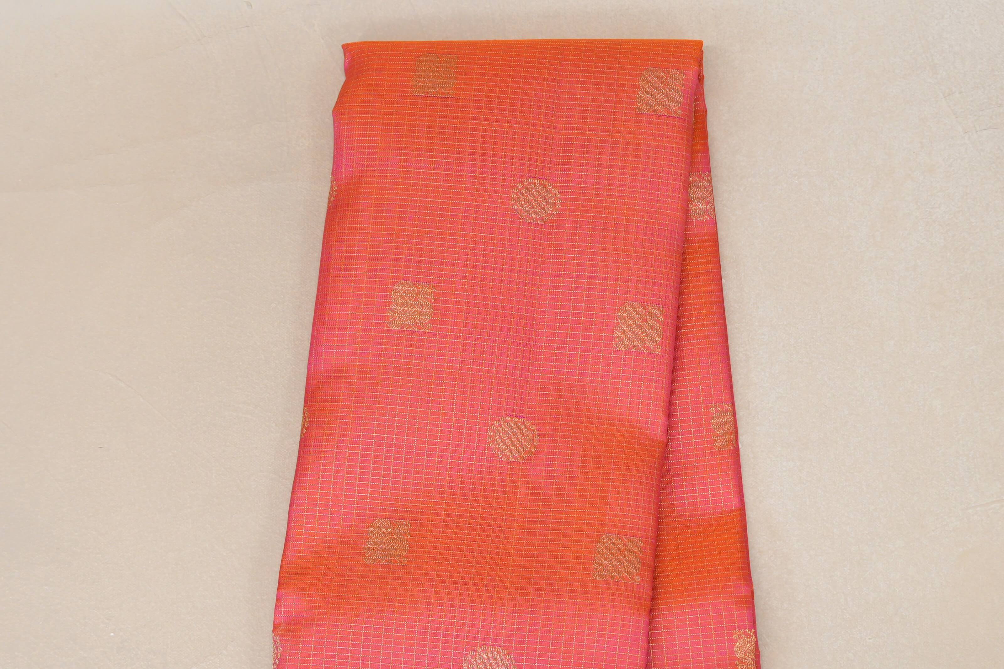 Pinkish Orange Heirloom Kanjivaram Silk Saree body zoom