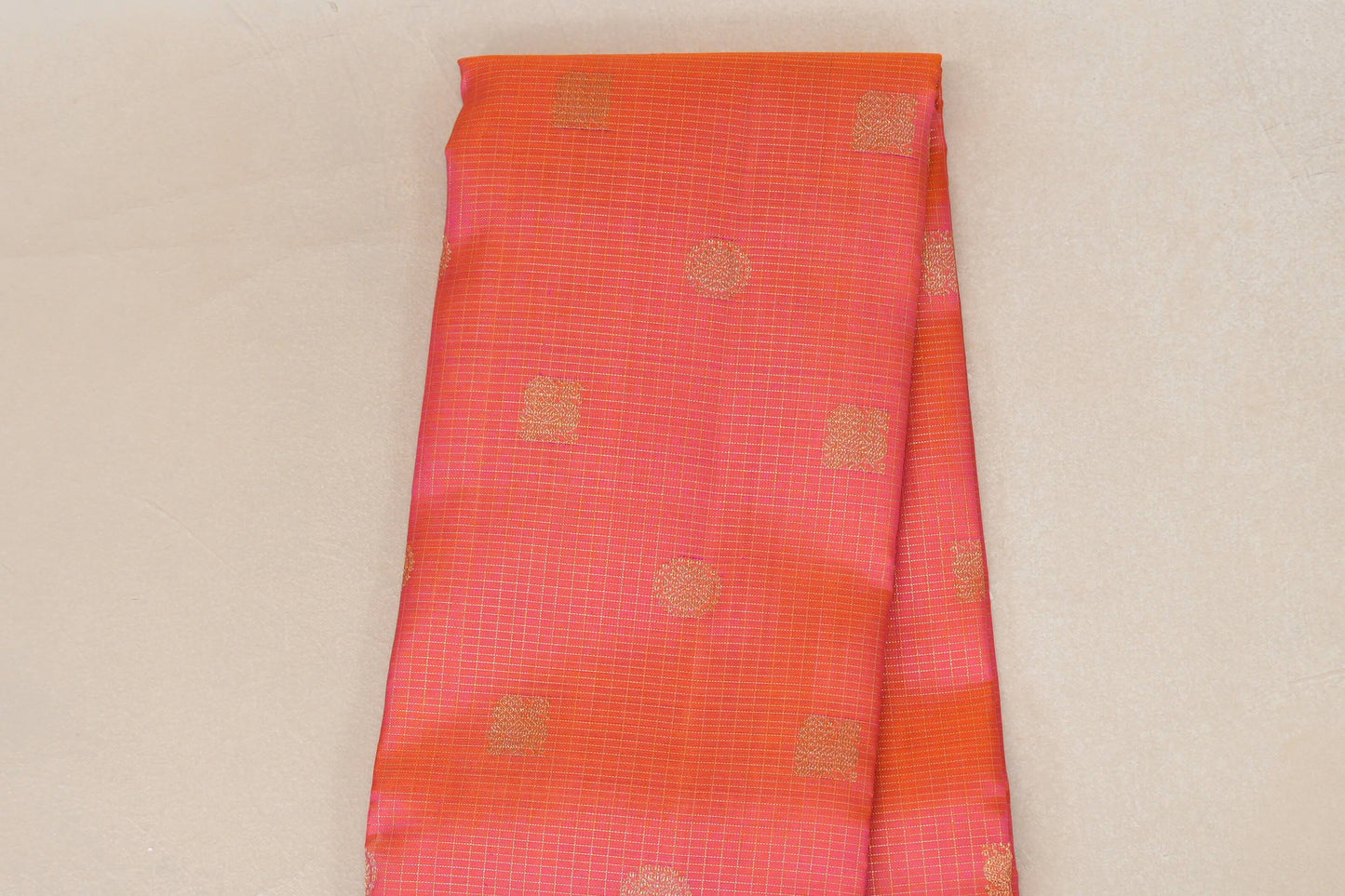 Pinkish Orange Heirloom Kanjivaram Silk Saree body zoom