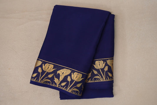 Navy Blue Mysore Silk Saree 