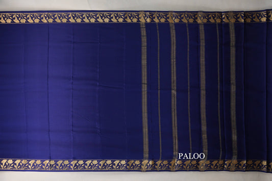 Navy Blue Mysore Silk Saree paloo