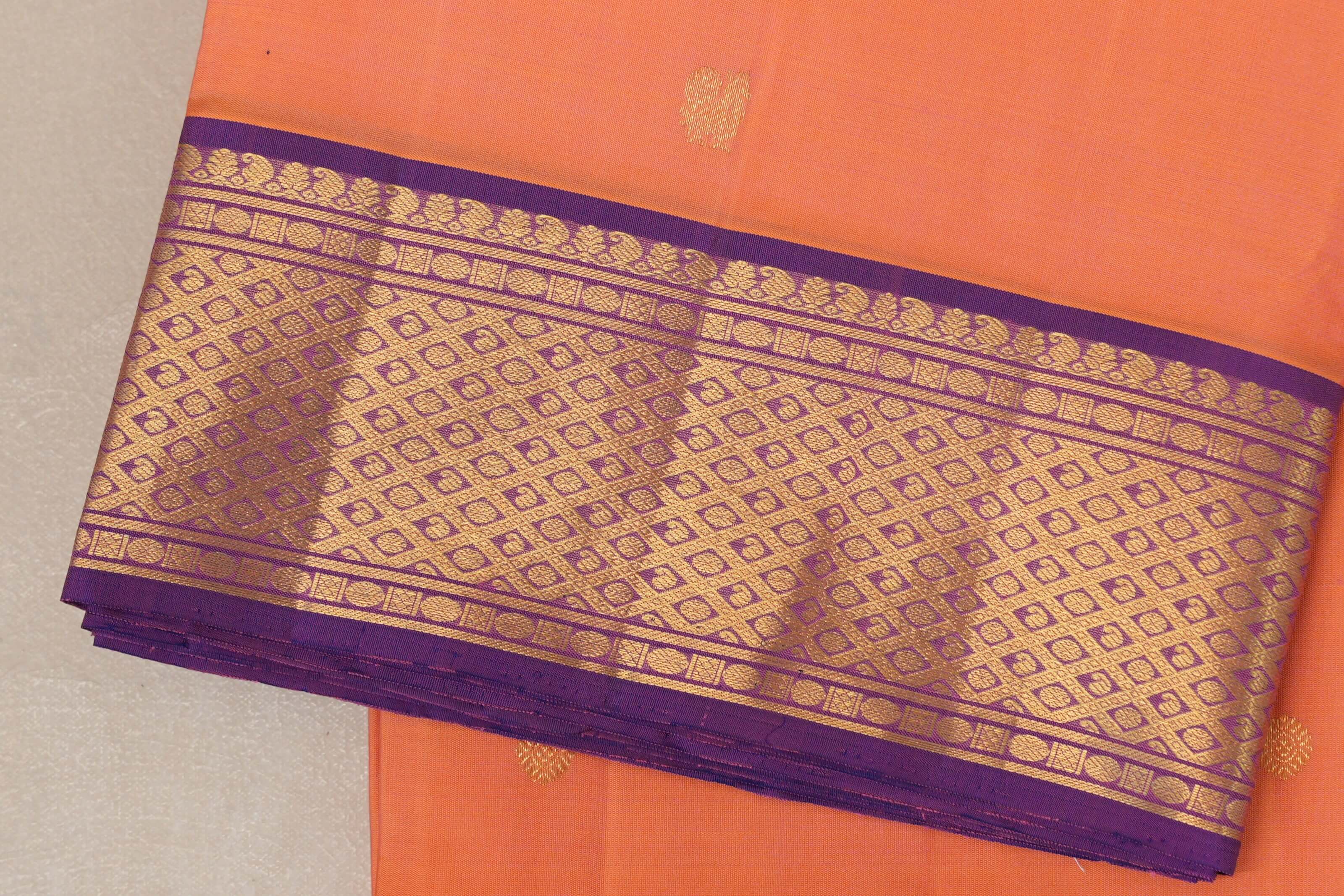 Peach Ten Yards Silk Saree border zoom