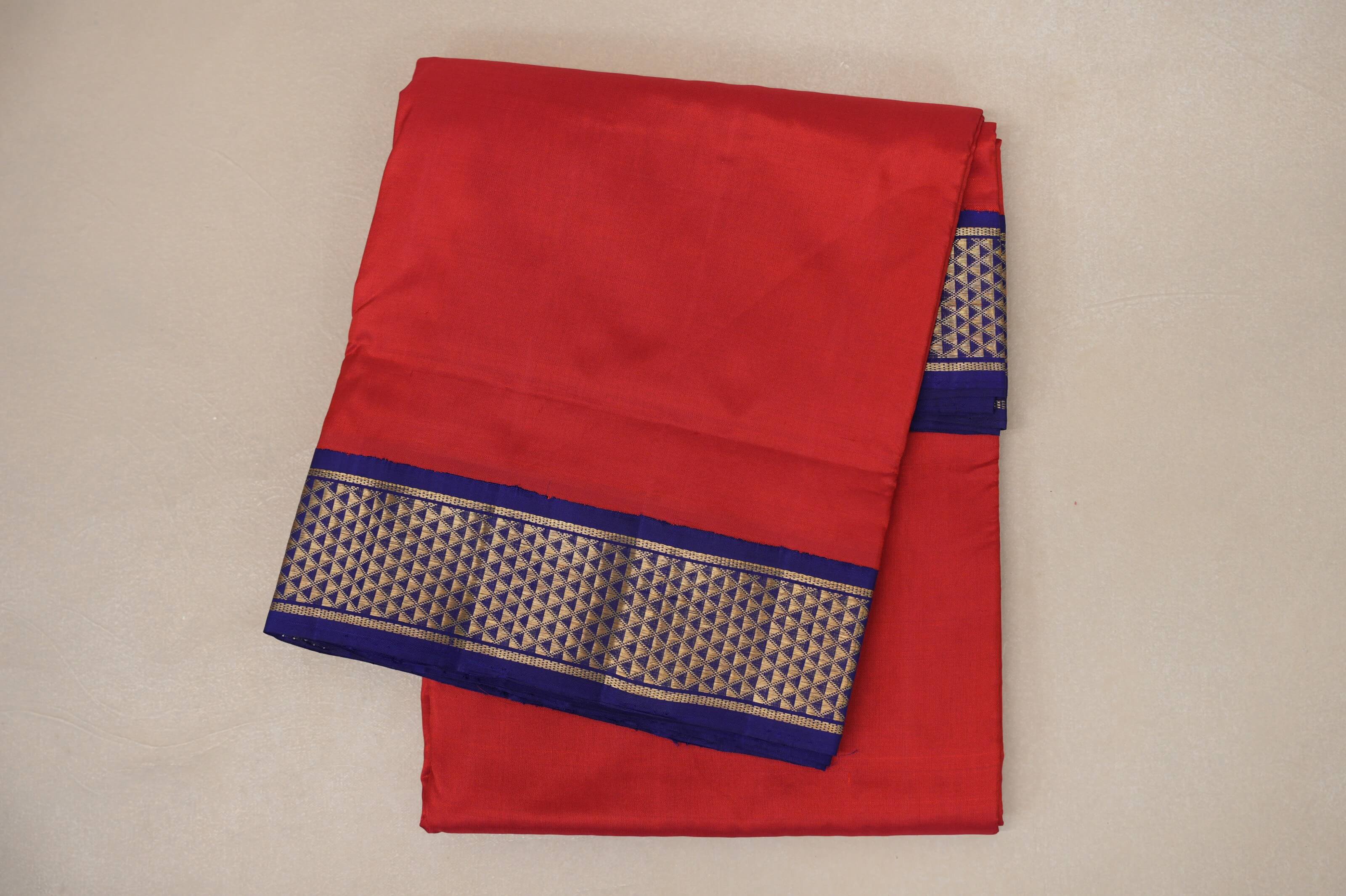 folded Red Ten Yards Silk Saree  