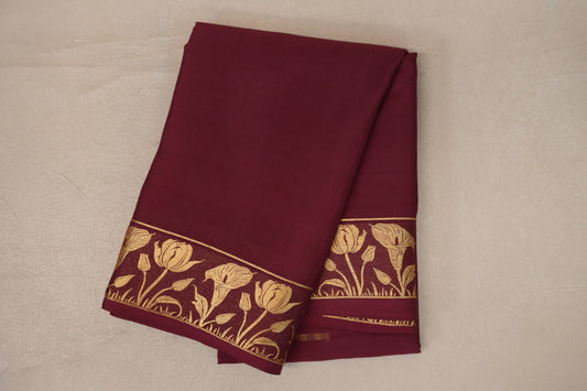 Reddish Maroon Mysore Silk Saree