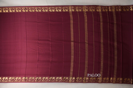 Reddish Maroon Mysore Silk Saree paloo