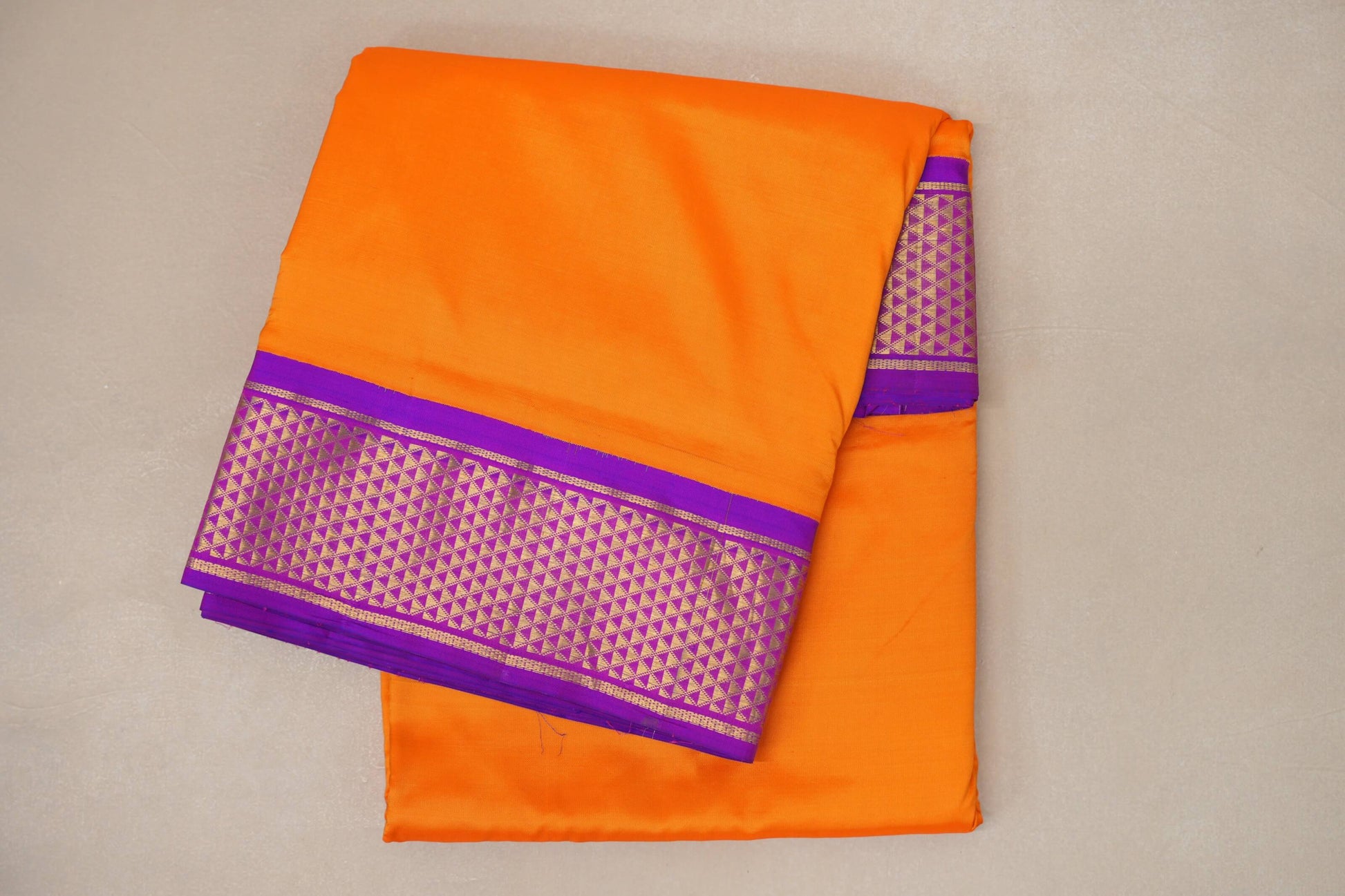 folded Mango Yellow Ten Yards Silk Saree