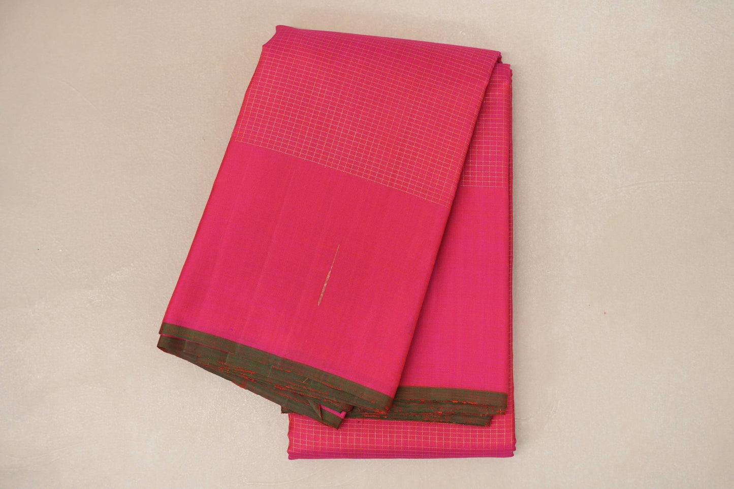 Bright Pink Zari Checks Vintage Kanjivaram Silk Saree SS8909