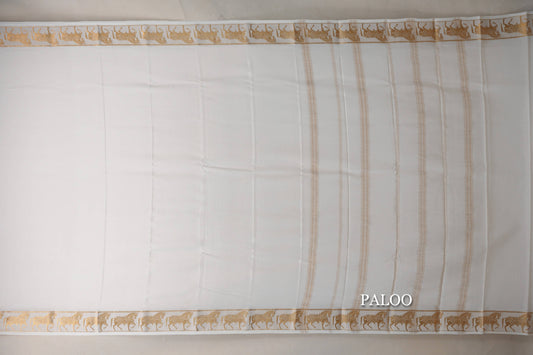 Milk White Mysore Silk Saree paloo