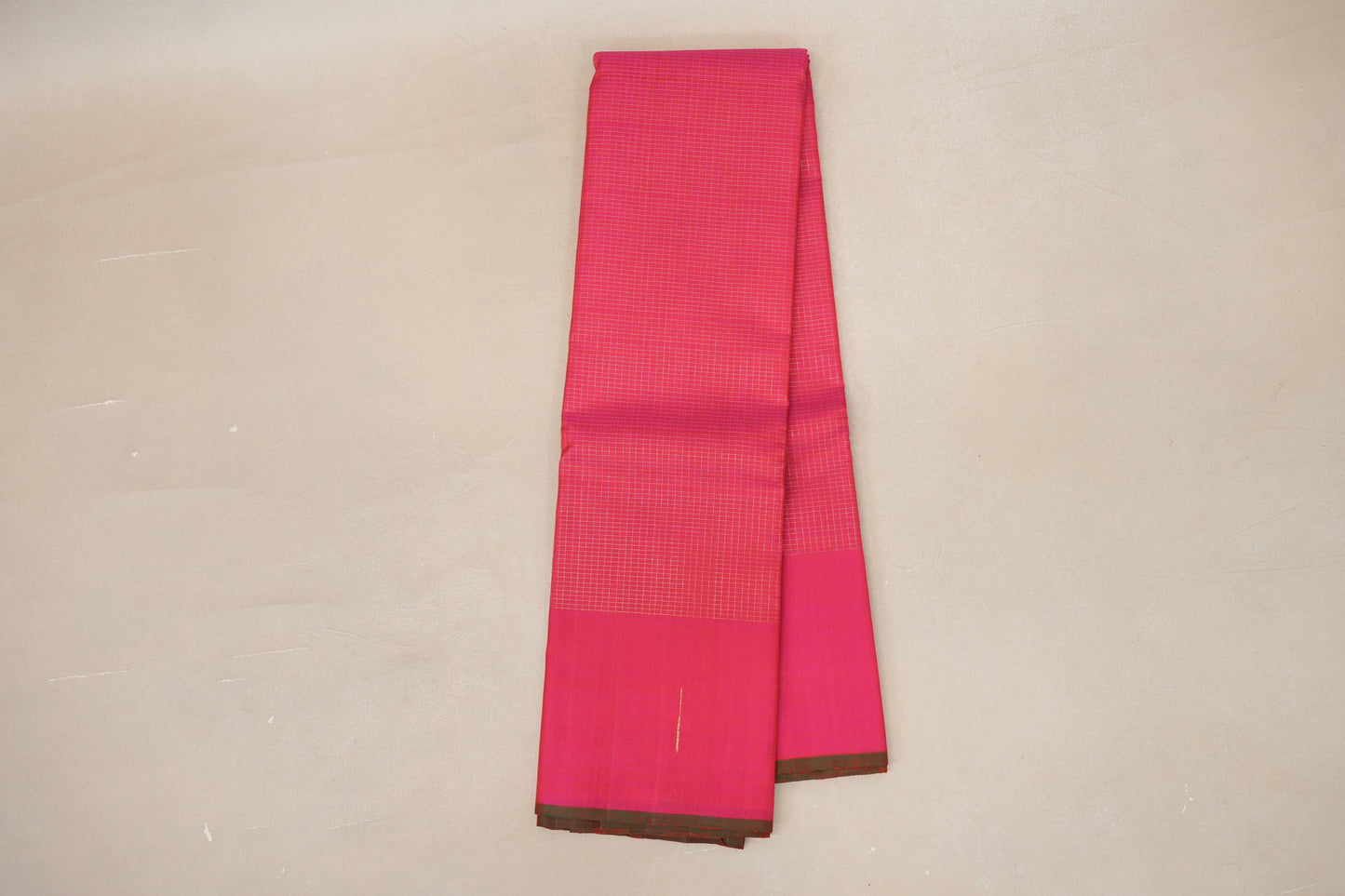 Bright Pink Zari Checks Vintage Kanjivaram Silk Saree SS8909