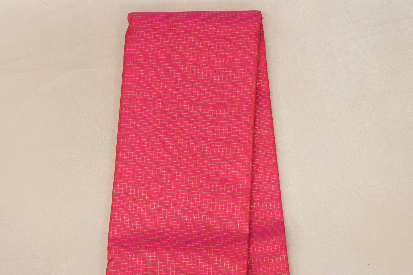 Bright Pink Zari Checks Vintage Kanjivaram Silk Saree SS8909