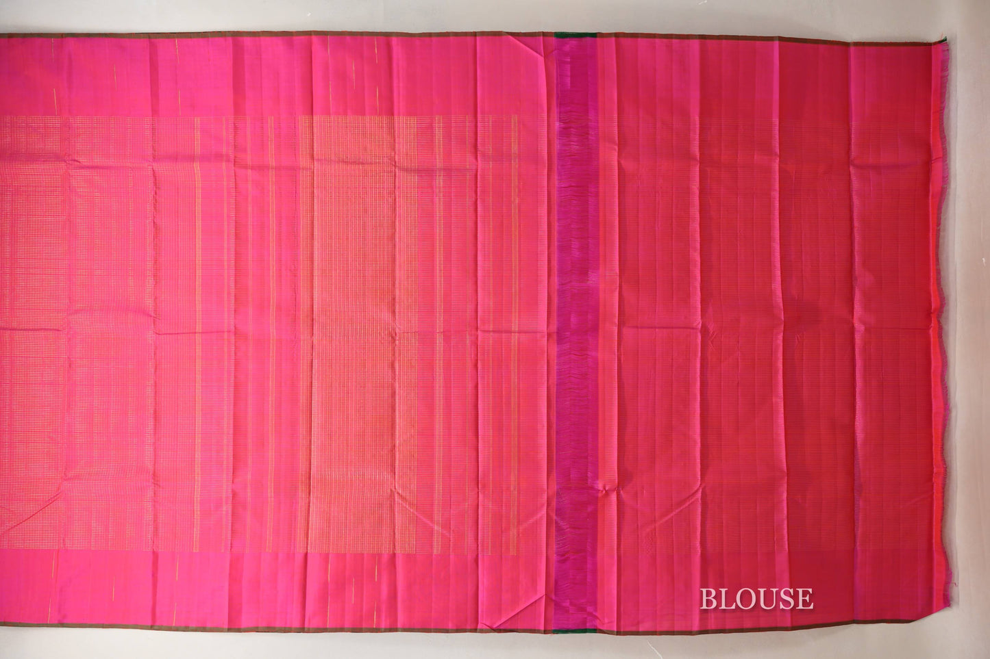 Bright Pink Zari Checks Vintage Kanjivaram Silk Saree SS8909