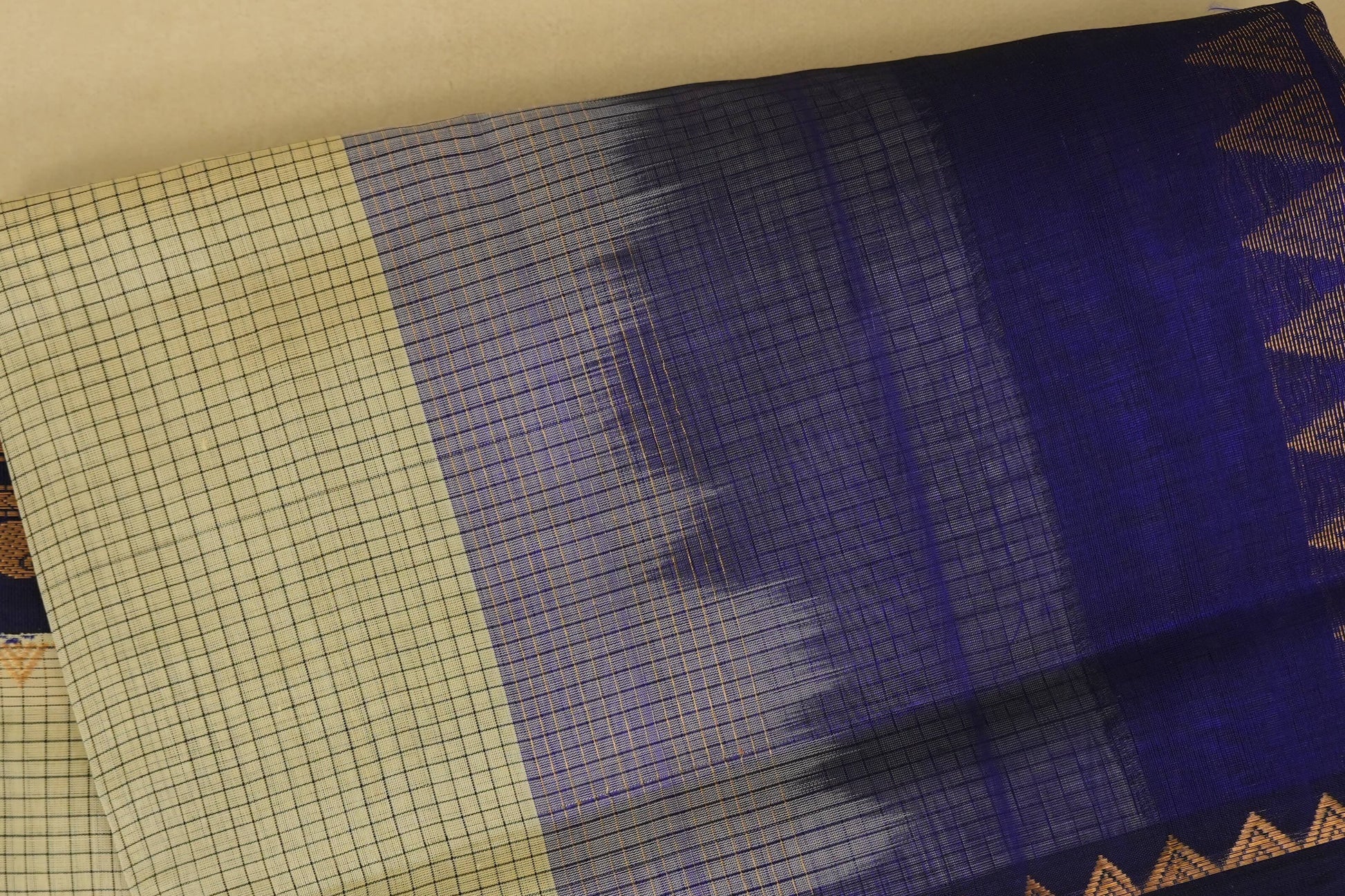 checked vintage silk cotton saree