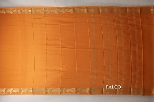 Mustard Mysore Silk Saree paloo