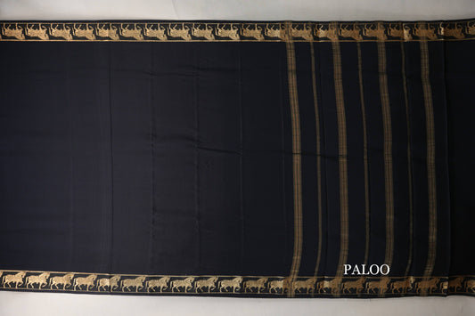Black Mysore Silk Saree paloo