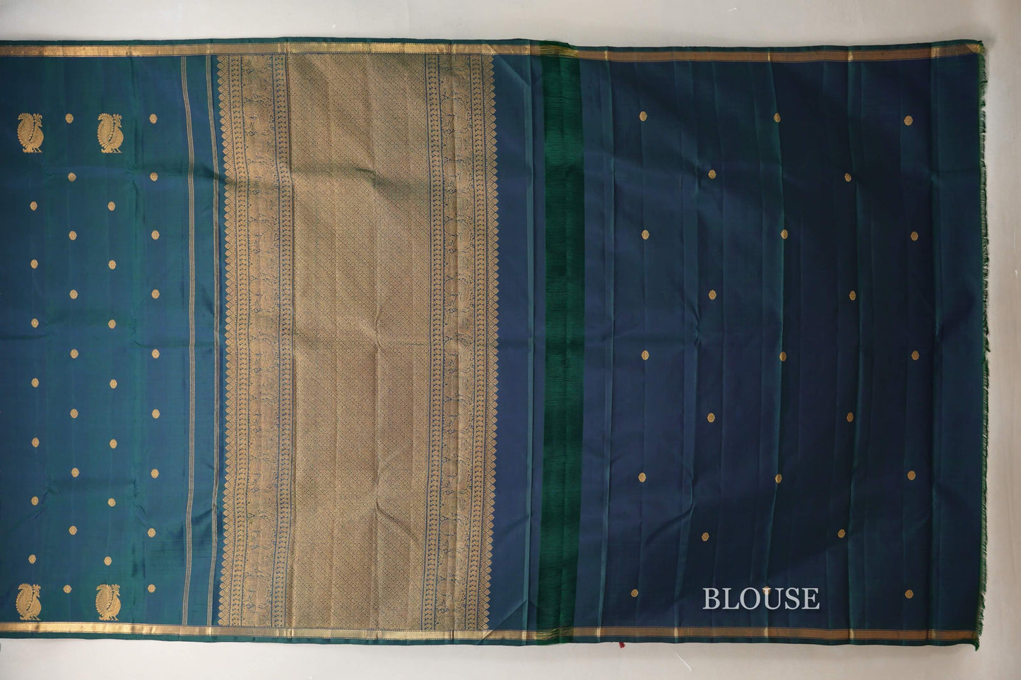 Peacock Green Vintage Kanjivaram Silk Saree SS8912