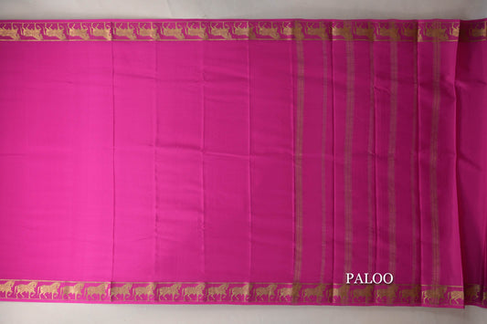 Bright Rani Pink Mysore Silk Saree paloo