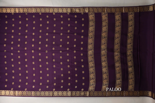 Deep Purple Mysore Silk Saree paloo