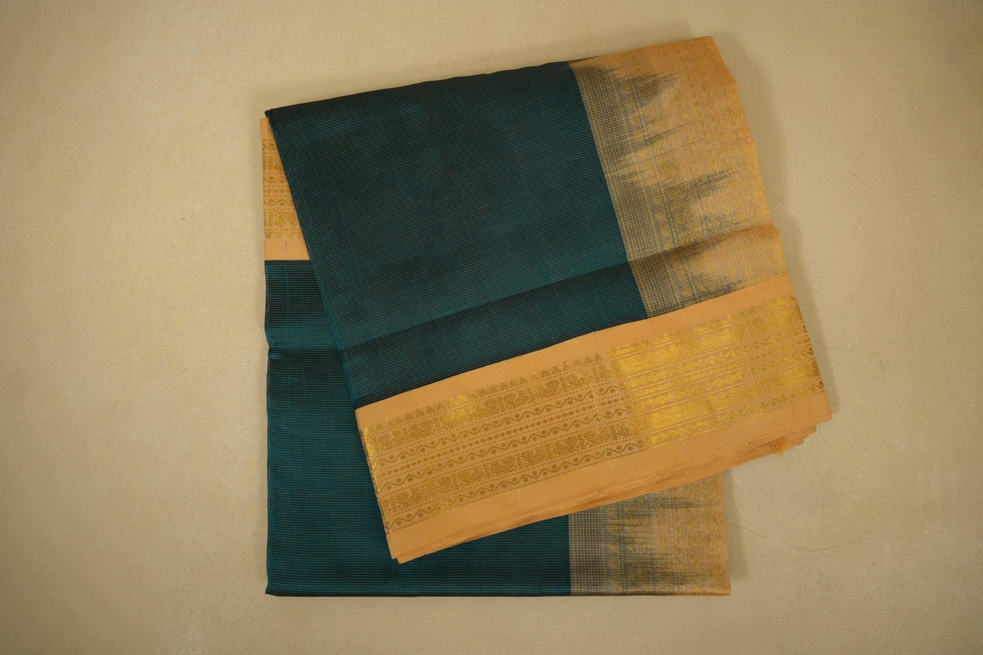 Peacock green vintage silk cotton saree