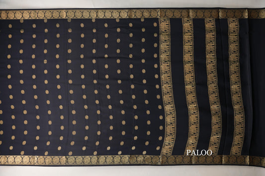 Black Mysore Silk Saree paloo