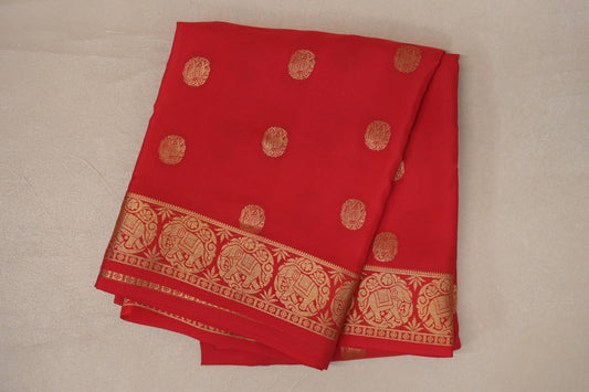 Bright Red Mysore Silk Saree