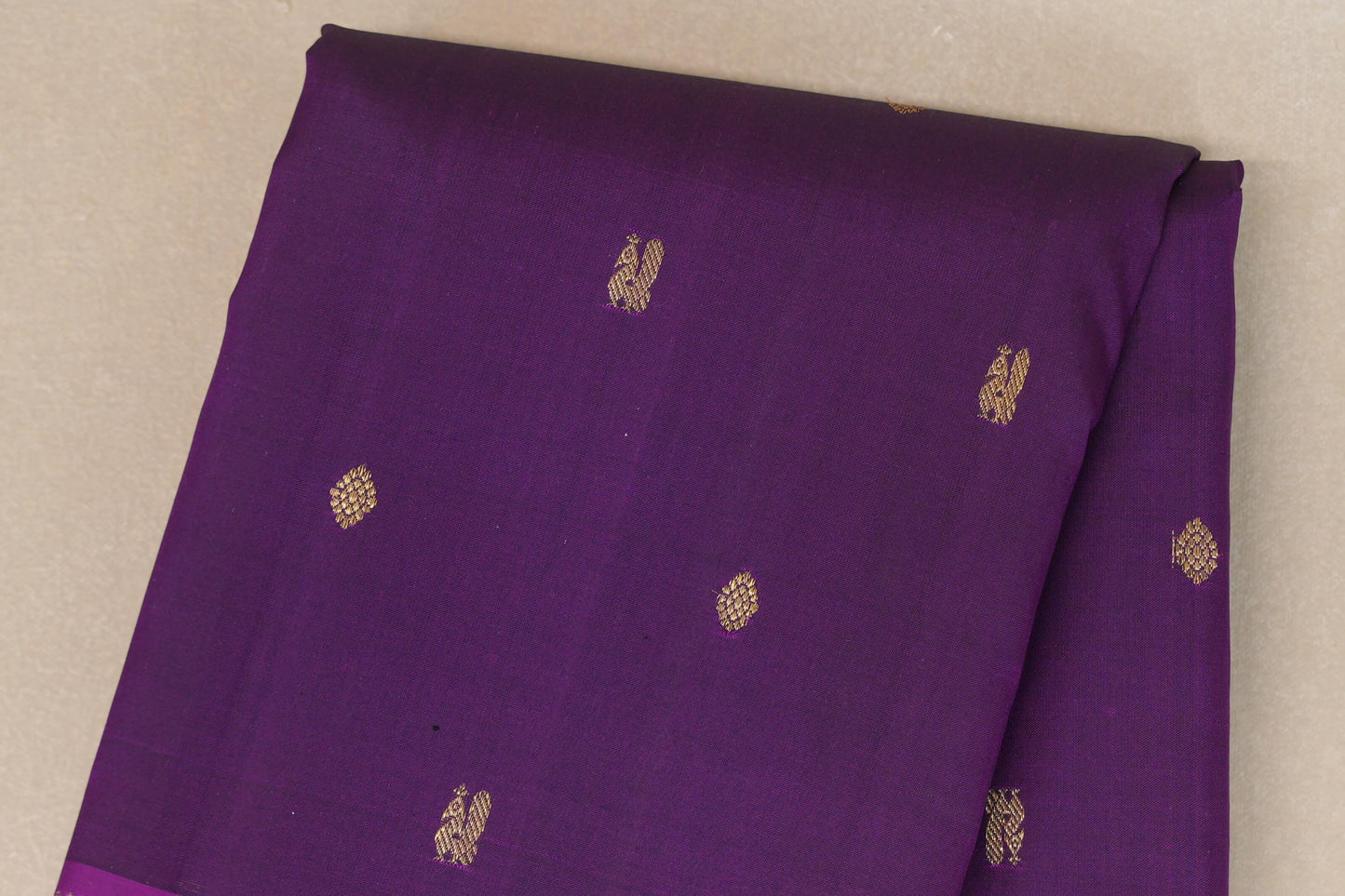 Royal Purple with Dark Green Selvedge Borders Vintage Kanjivaram Silk Saree SS8919
