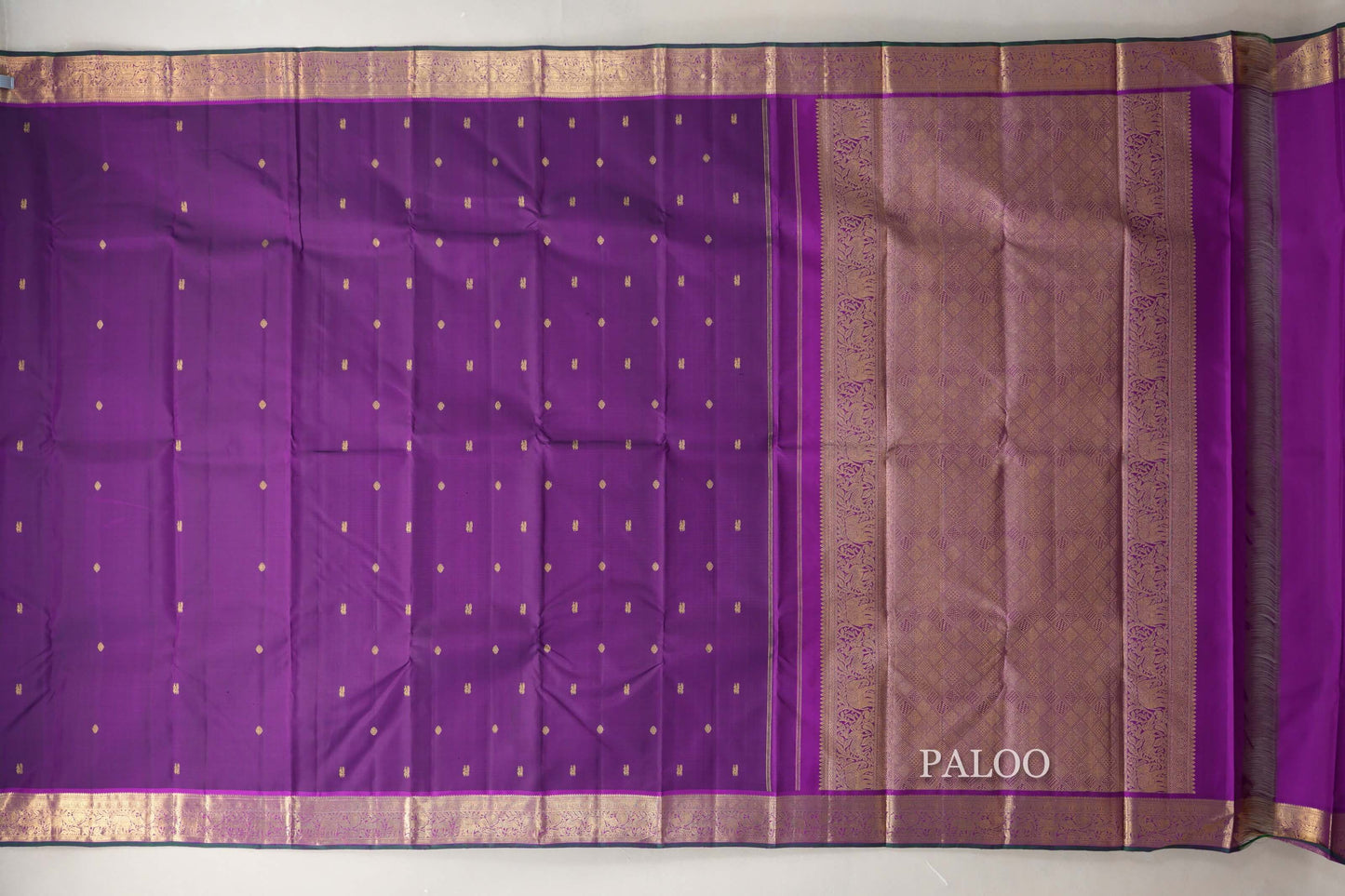 Royal Purple with Dark Green Selvedge Borders Vintage Kanjivaram Silk Saree SS8919