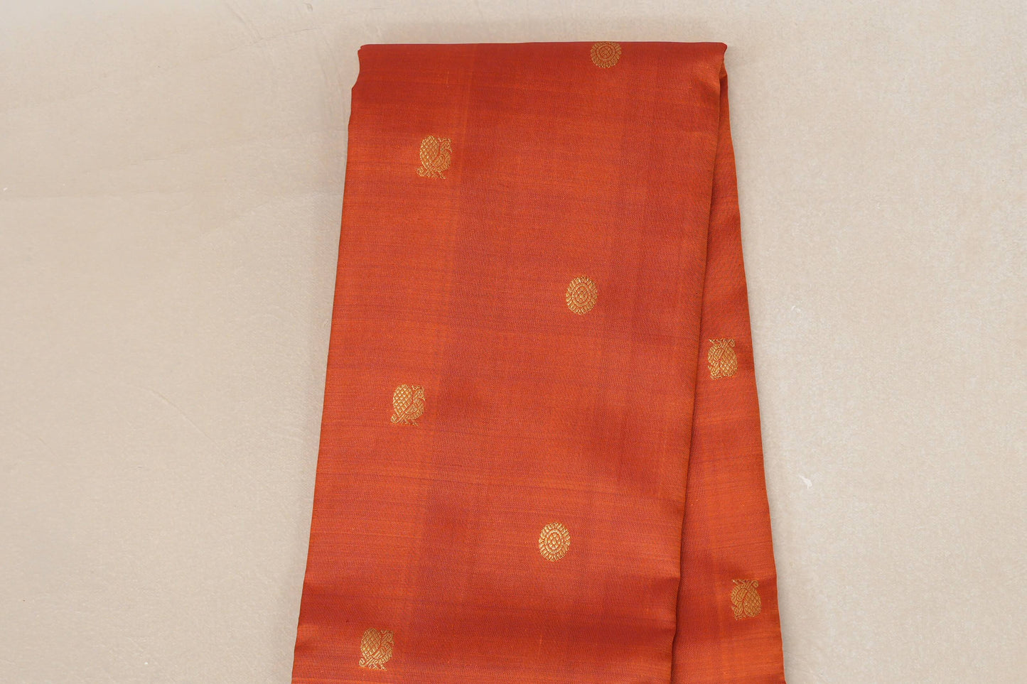 Burnt Orange with Emerald Green Borders Vintage Kanjivaram Silk Saree SS8922