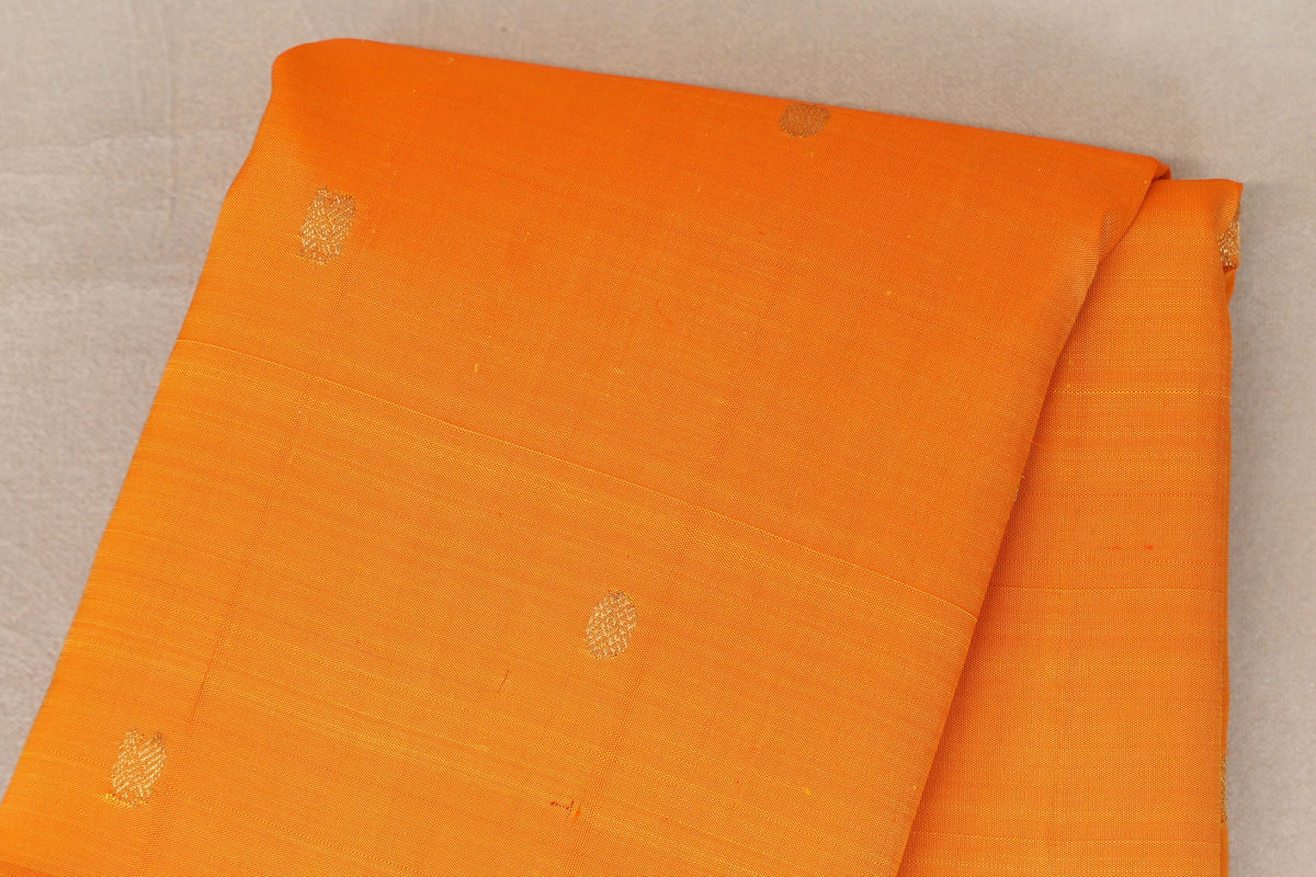 Mango Orange with Deep Red Borders Vintage Kanjivaram Silk Saree body
