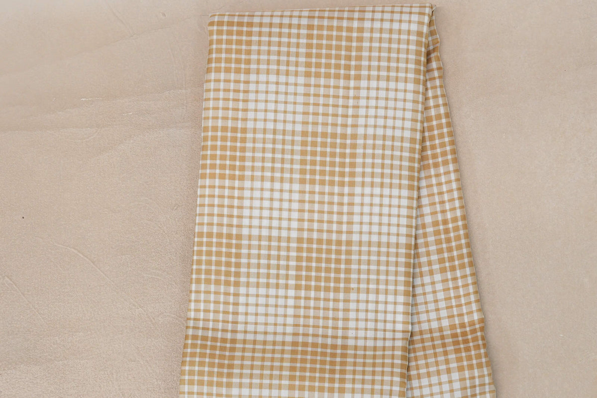 Cream & Warm Olive Green Checks with Deep Purple Borders Vintage Kanjivaram Silk Saree body