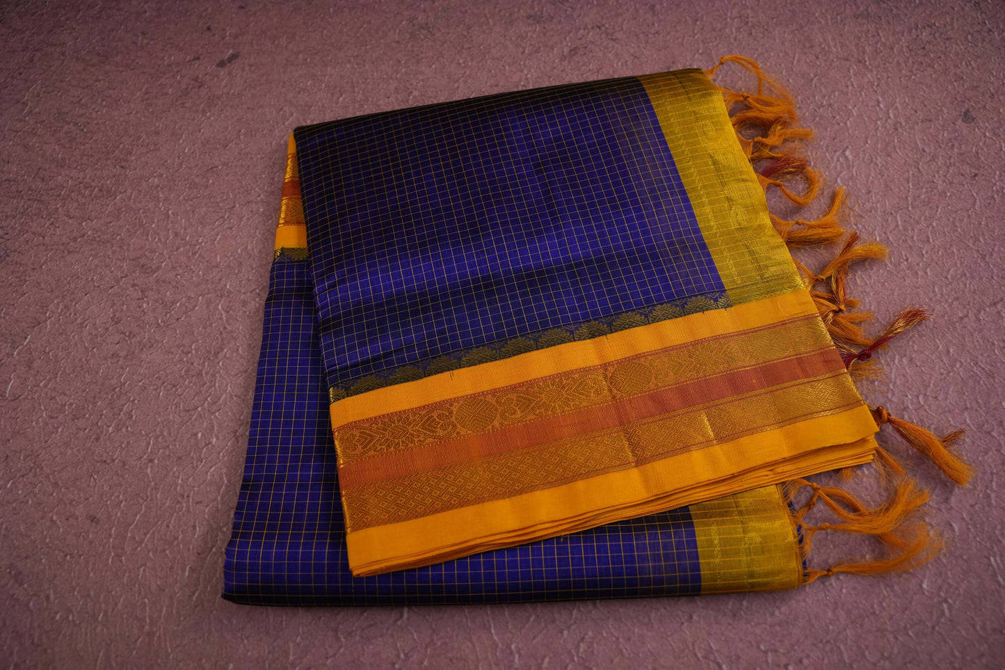 Blue silk cotton saree